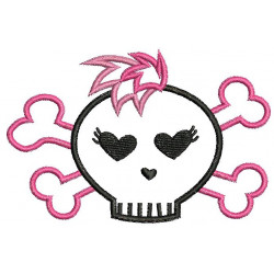 Stickmuster - haarige Skull Pincess